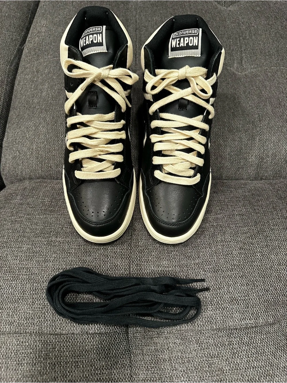 Converse Weapon Classic Men Black and Cream Weapon High-Top Sneakers Men Size 9